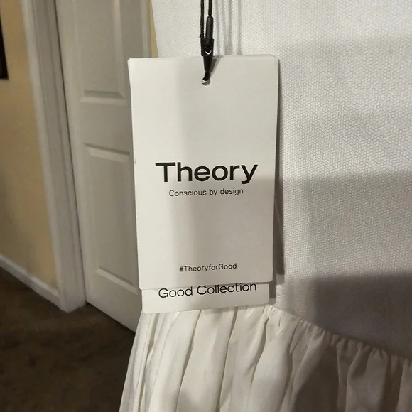 Theory Gathered Sleeveless Dress in Stretch Knit white size L